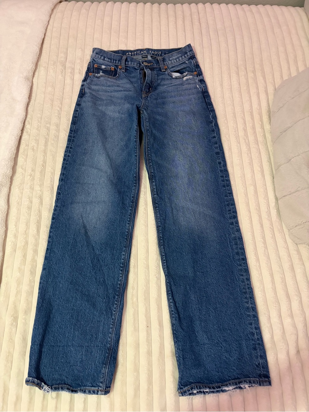 American Eagle Outfitters Dark Blue Straight-Leg Jeans